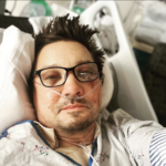 Jeremy Renner at the hospital after accident